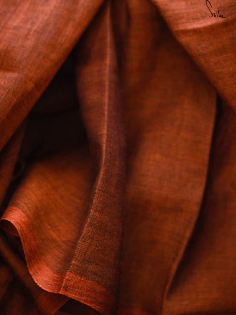 Women's Brown Festive Mul Cotton Saree Without Blouse Piece