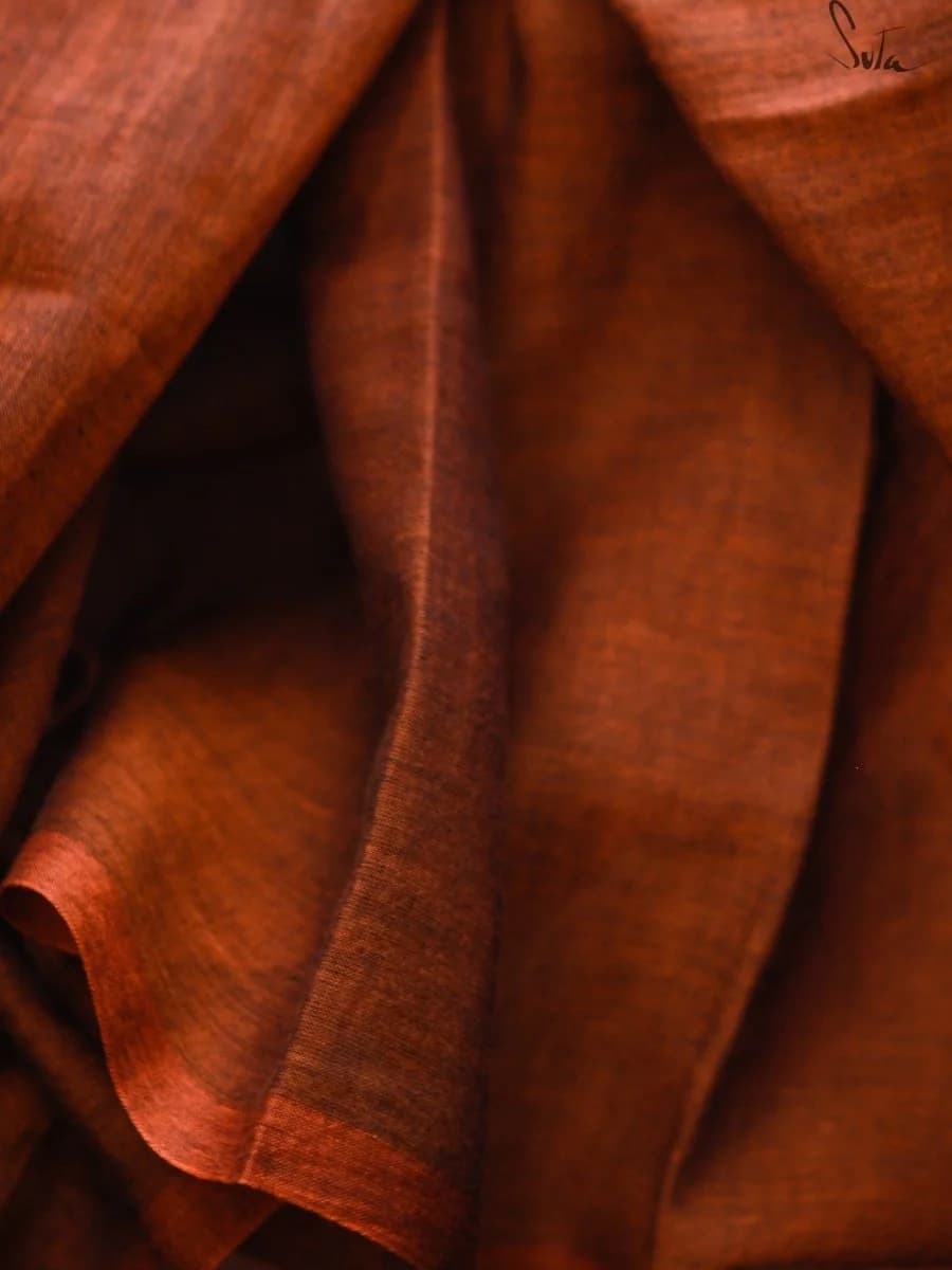 Women's Brown Festive Mul Cotton Saree Without Blouse Piece