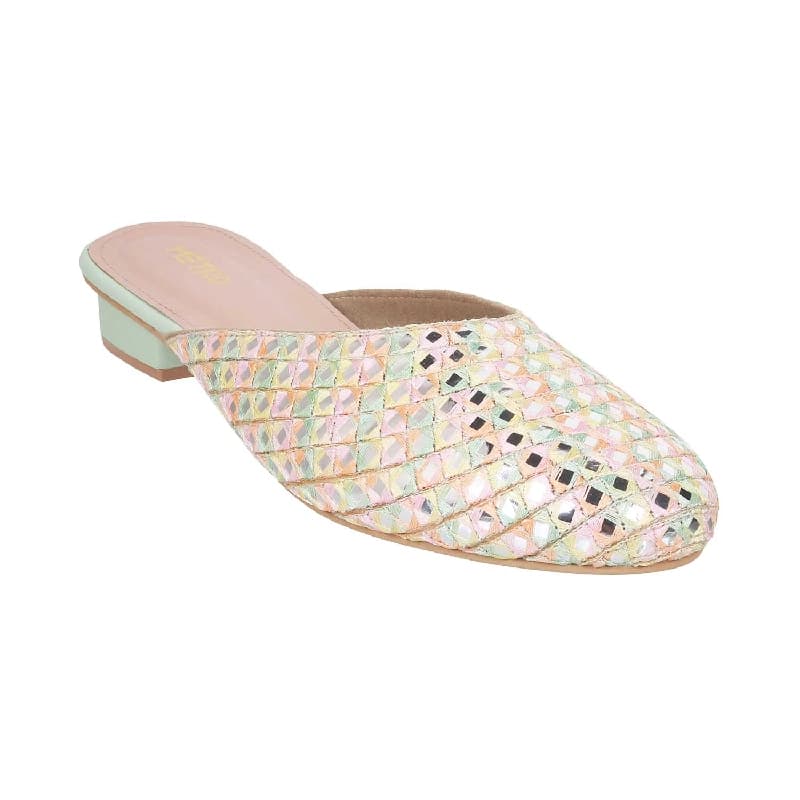 Women's Green Casual Synthetic Open Toe Mules