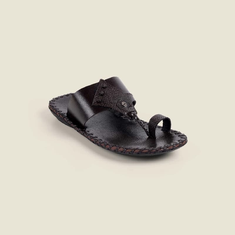 Men's Brown Casual Leather Round Toe Kolhapuri Chappal