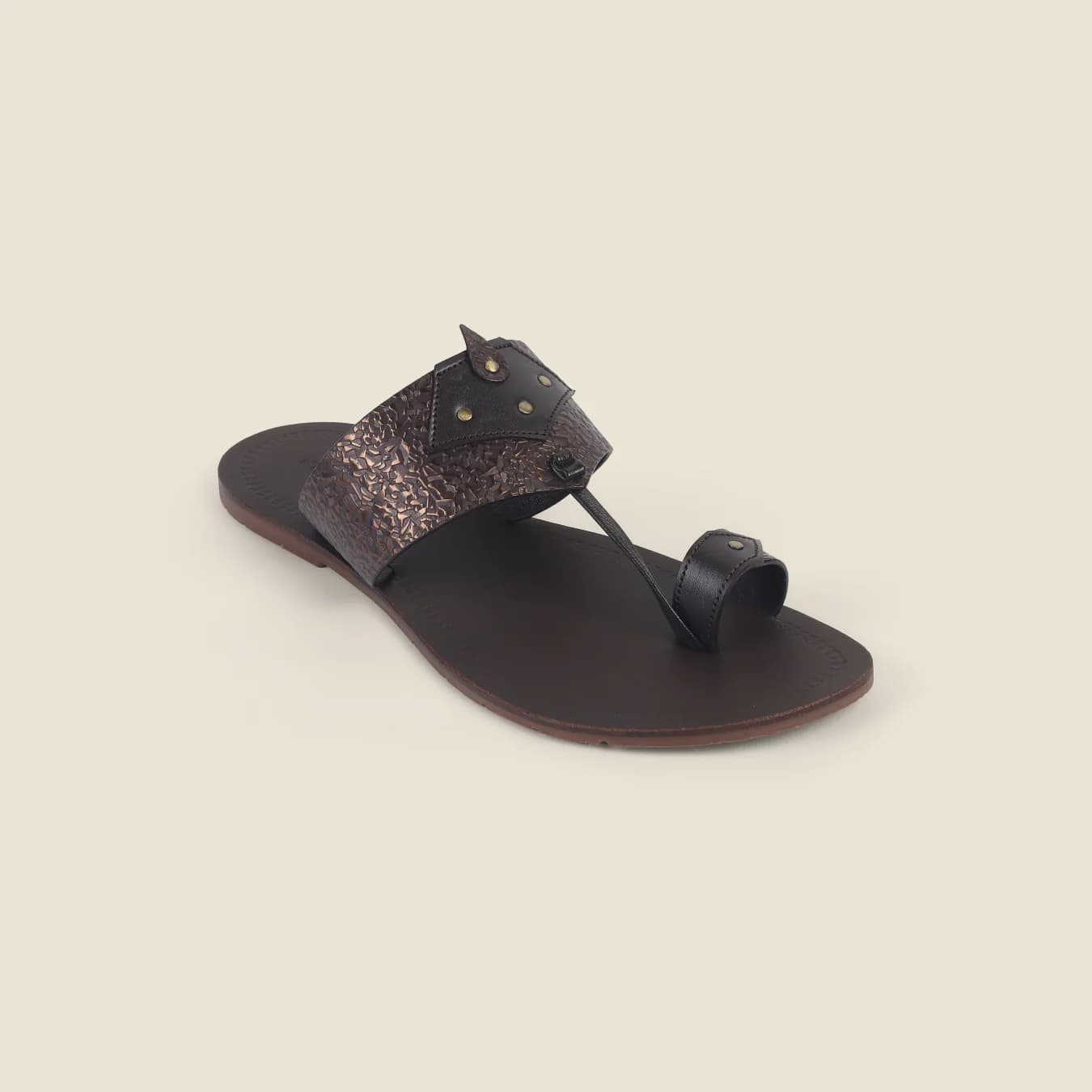 Men's Brown Casual Leather Round Toe Kolhapuri Chappal