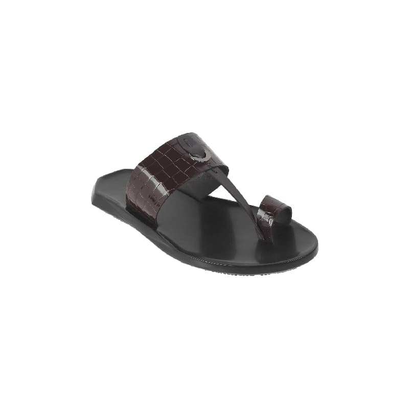 Men's Brown Casual Leather Round Toe Kolhapuri Chappal