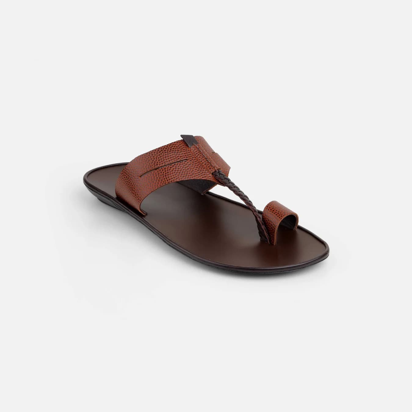 Men's Tan Casual Leather Round Toe Kolhapuri Chappal