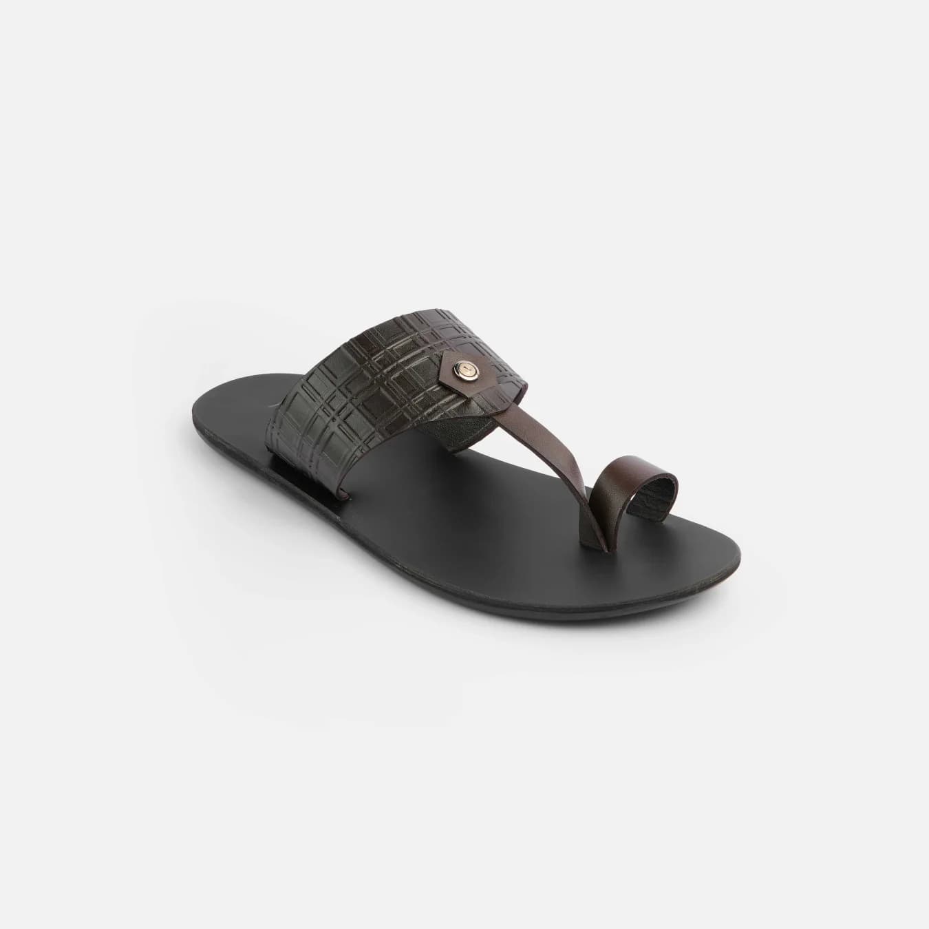 Men's Brown Casual Leather Round Toe Kolhapuri Chappal