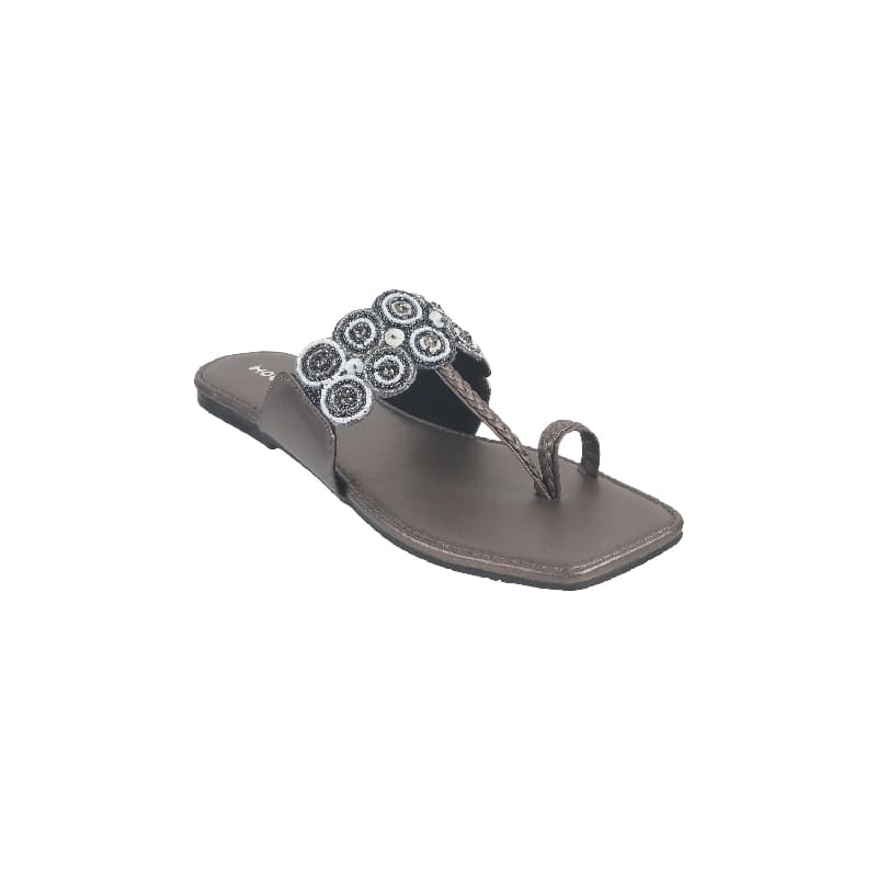 Women's Grey Casual Synthetic Open Toe Slip-Ons Sandals