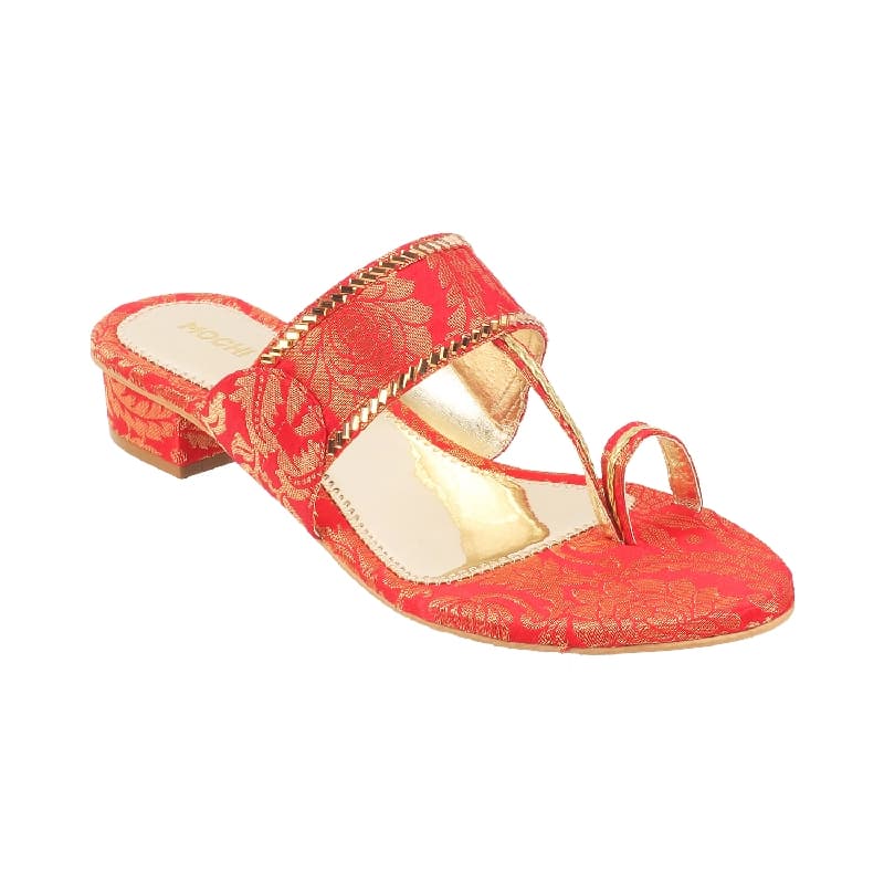 Women's Red Casual Synthetic Open Toe Slip-Ons Sandals