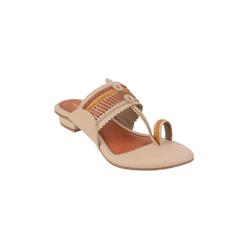 Women's Beige Casual Synthetic Open Toe Slip-Ons Sandals