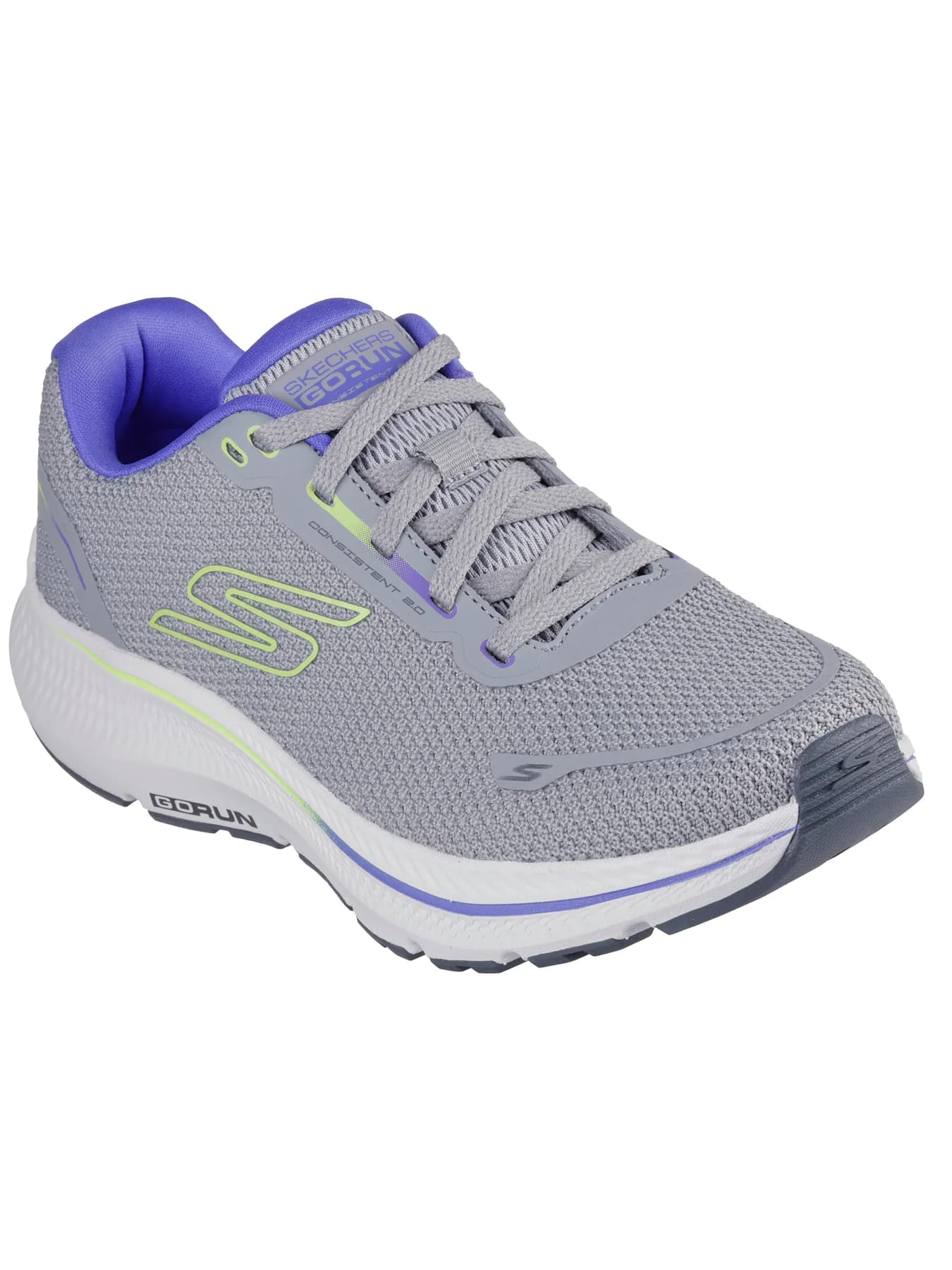 Women's Grey and Lavender Casual Lace-Up Go Run Consistent 2.0 Running Shoes