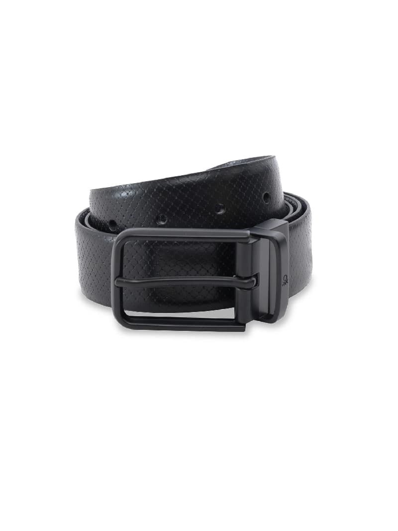 Men's Black Casual Solid Push Pin Leather Belt