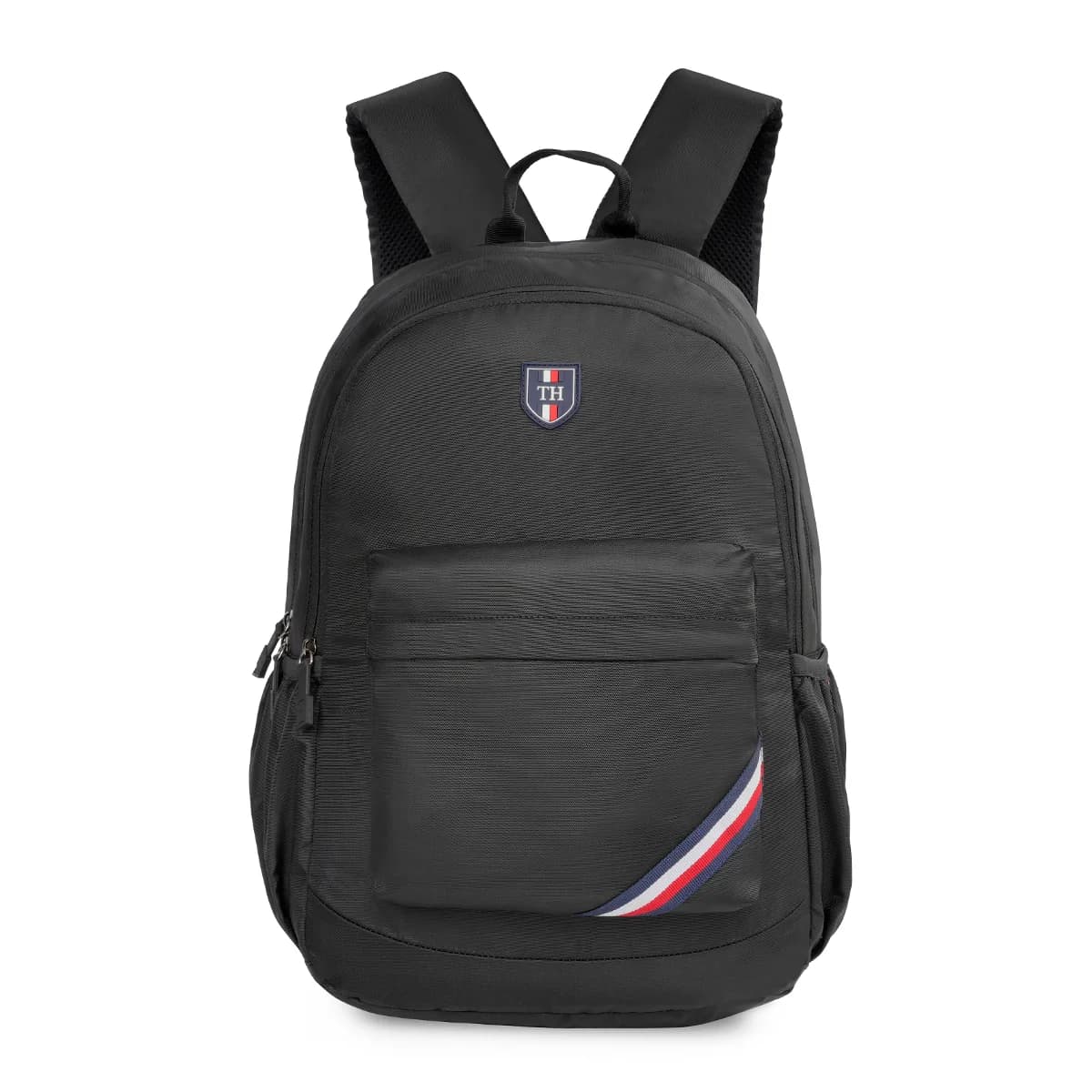 Unisex Black Smart Casual Printed Polyester Backpack