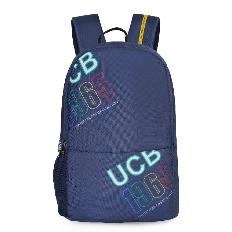 Unisex Navy Smart Casual Printed Polyester Backpack