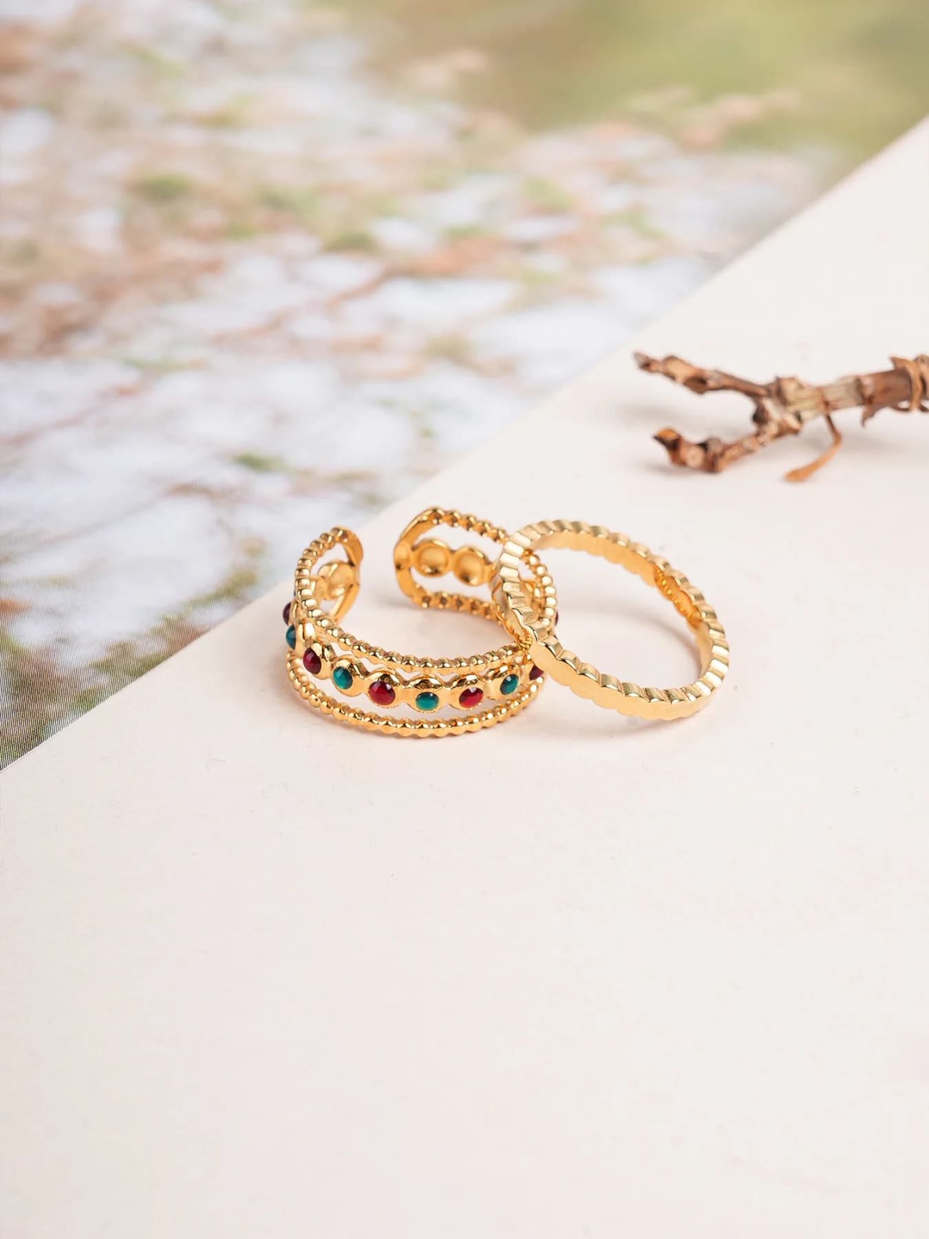 Women's Heart Enamel Ring Set - Waterproof & Anti-Tarnish