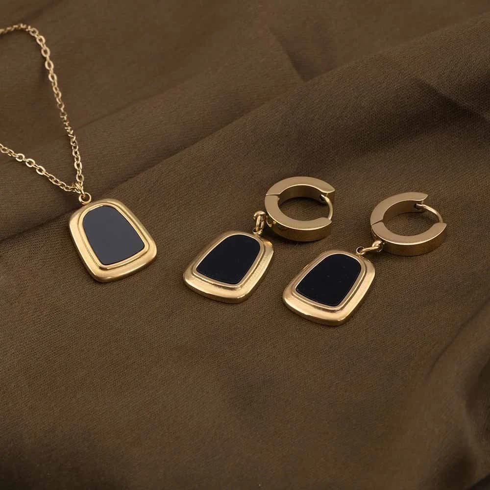 Women's Black Onyx & Earring Jewellery Set