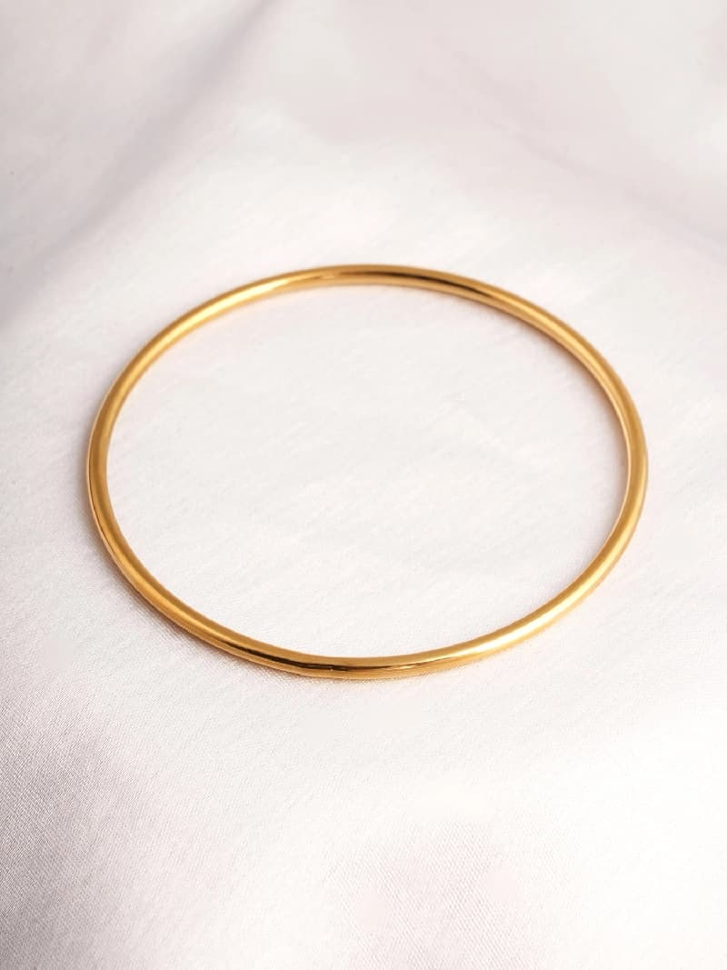 Women's Plain Slim Gold Bangle - Waterproof & Anti-Tarnish