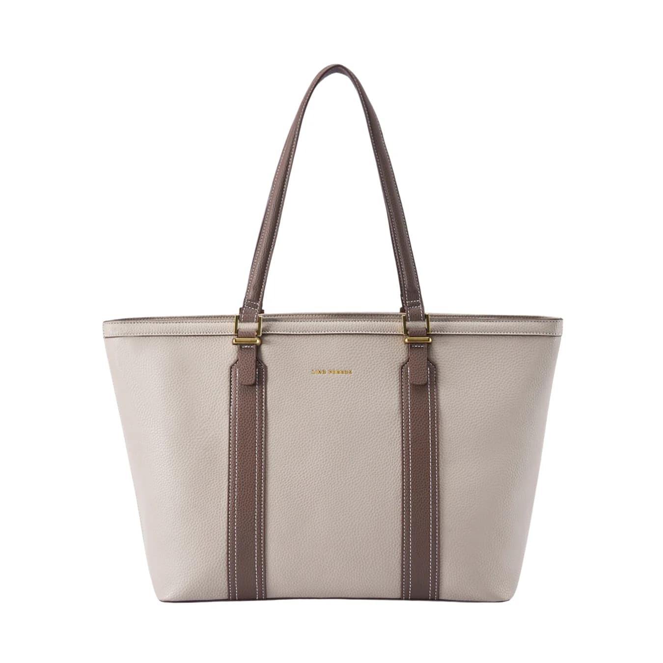 Women's Beige Casual Solid Leather Tote Bag