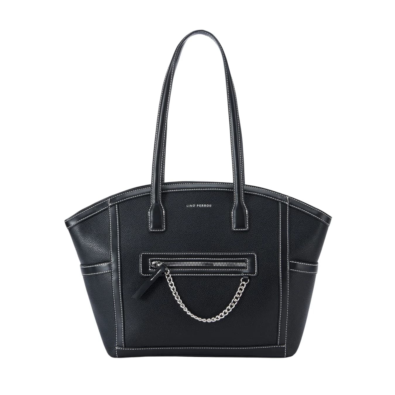 Women's Black Casual Solid Leather Tote Bag