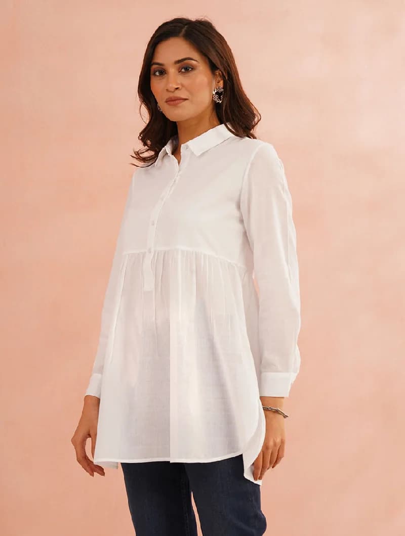 Women's White Casual Solid Regular Fit Top