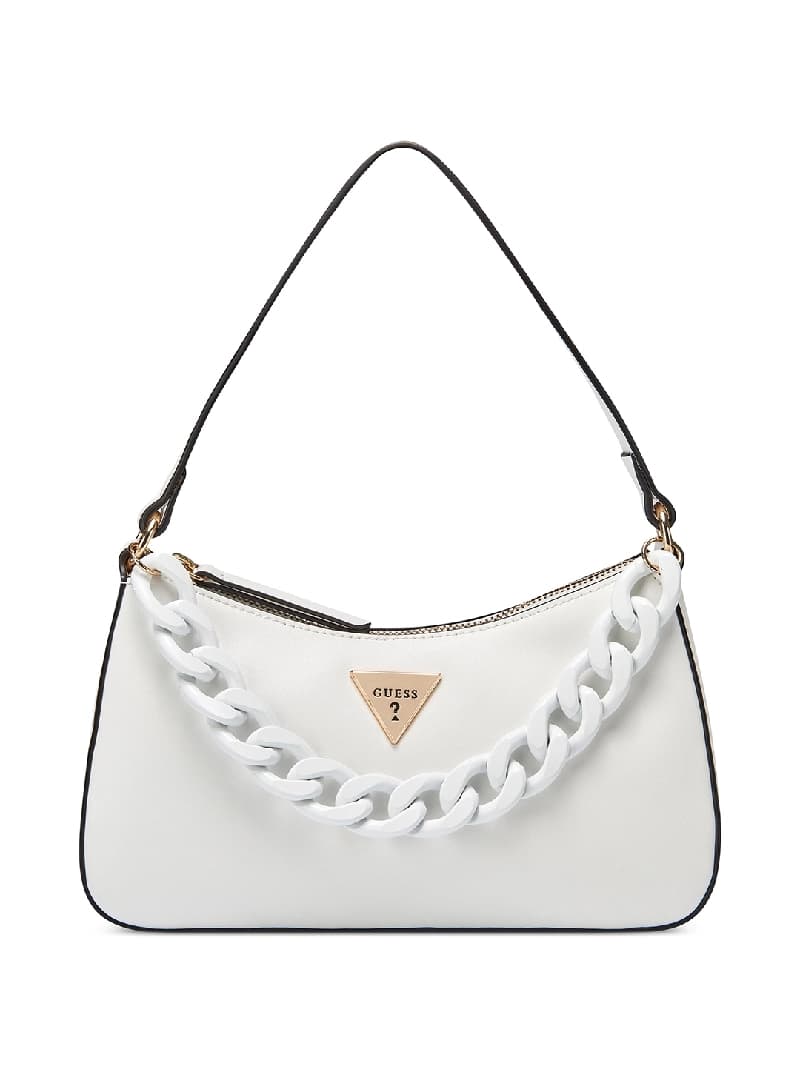 Women's White Solid Gabbi Mini Top Zip Bag