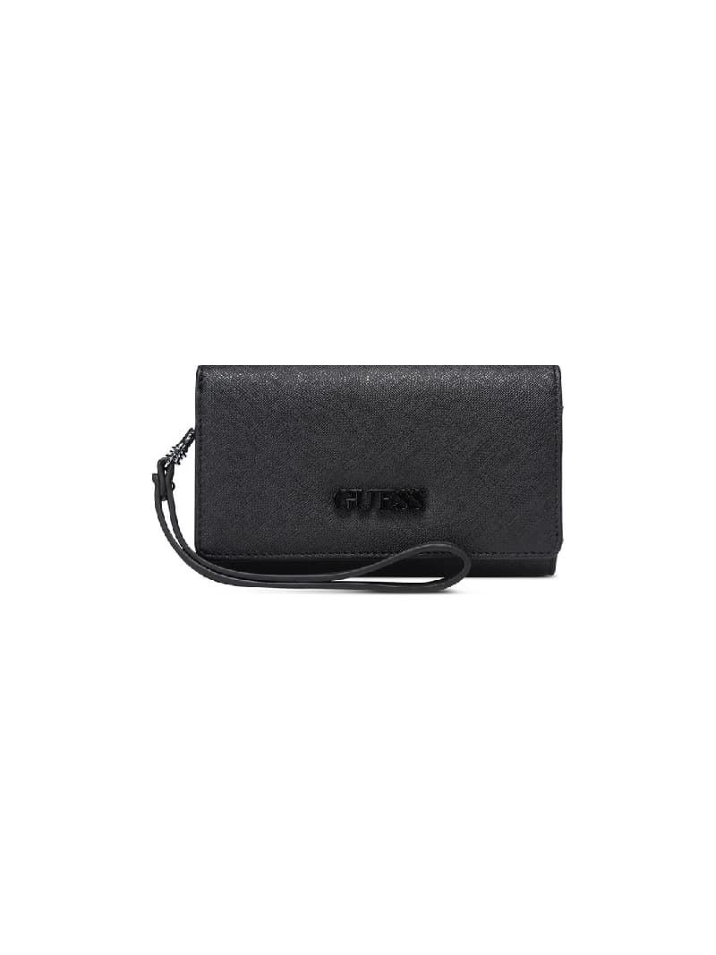 Women's Black Textured Zip Around Wallet