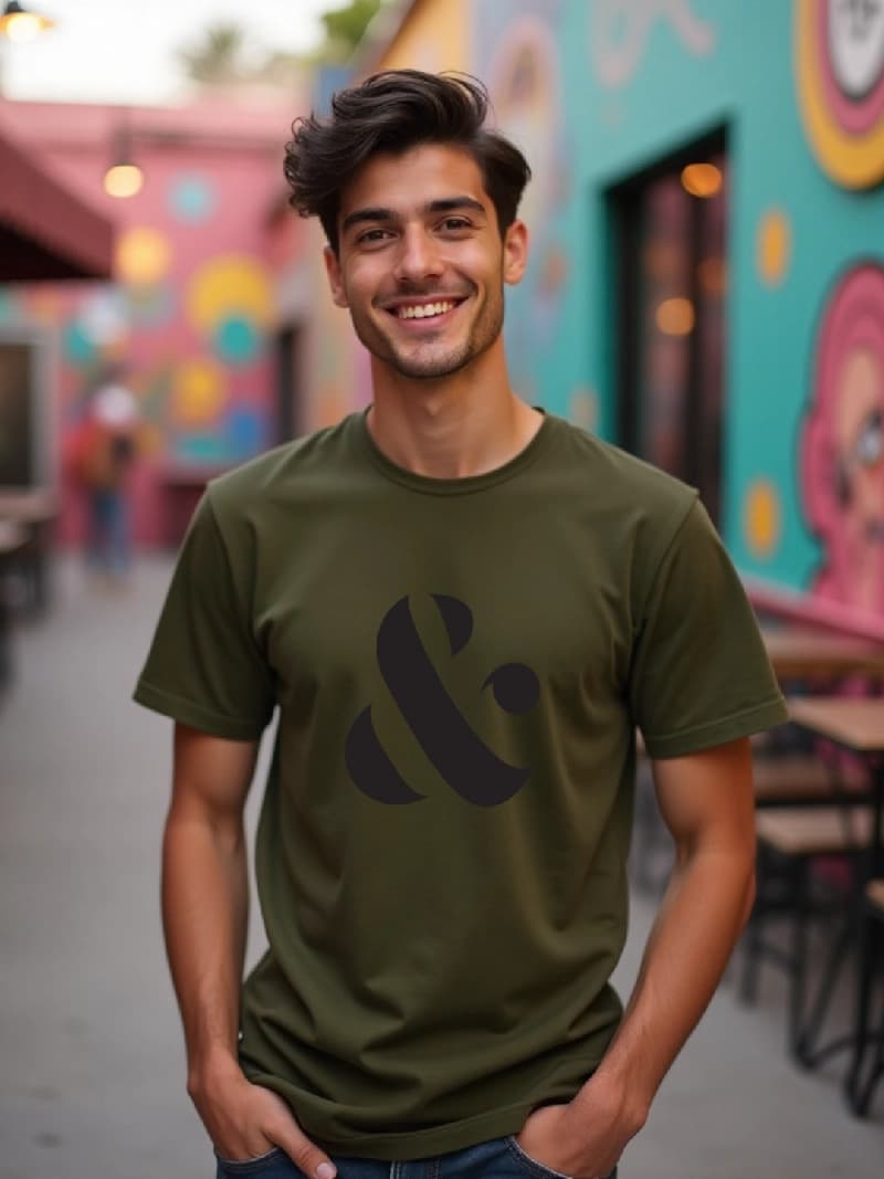 Men's Green Casual Printed Regular Fit Tshirt