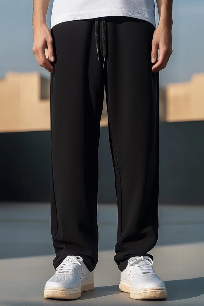 Men's Black Casual Solid Straight Fit Jogger