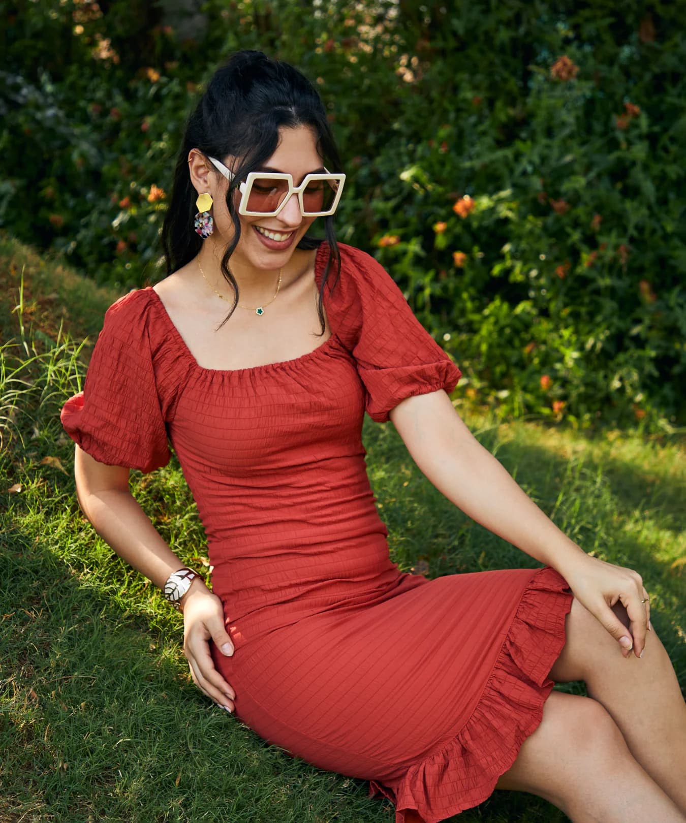 Women's Red Casual Solid Slim Fit Dress