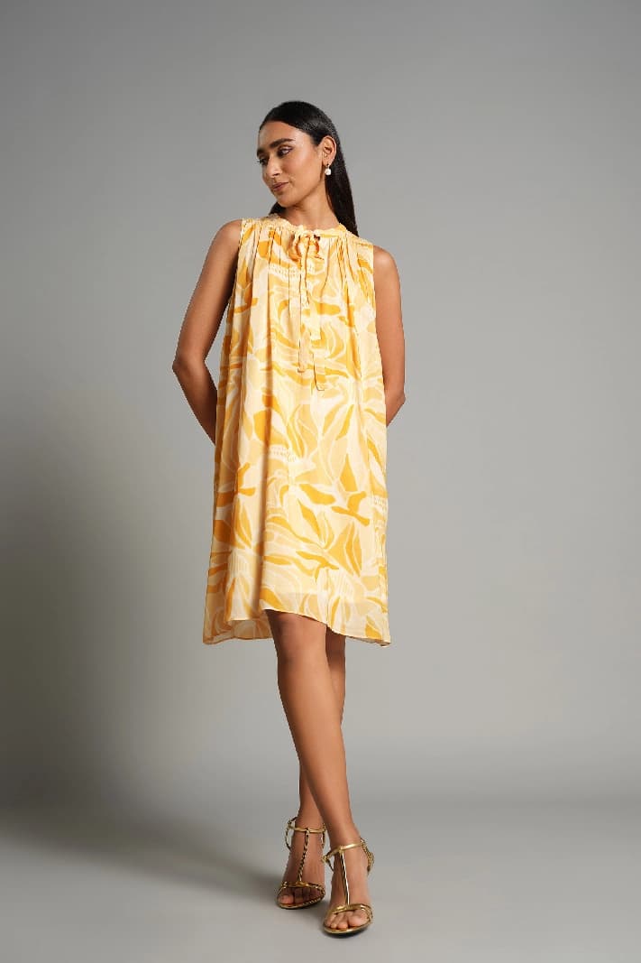 Women's Yellow Casual Geometric Dress