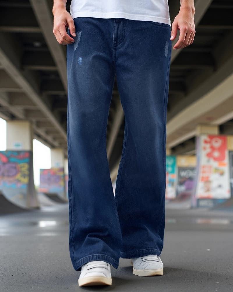 Men's Blue Casual Baggy Fit Jeans