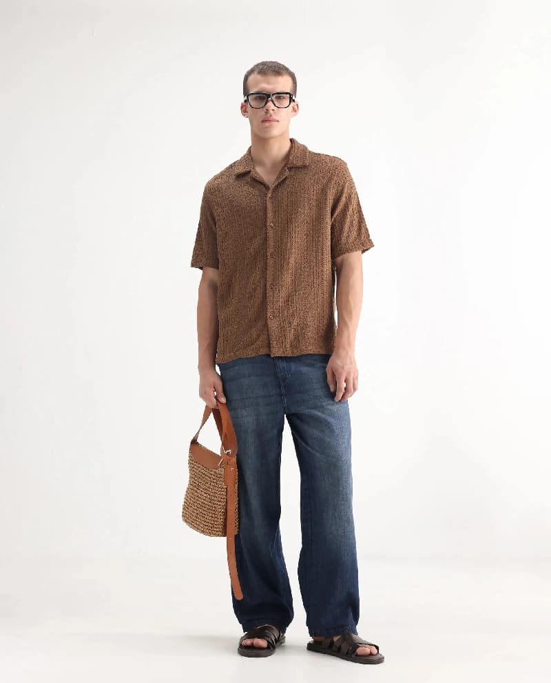 Men's Blue Casual Solid Baggy Fit Jeans