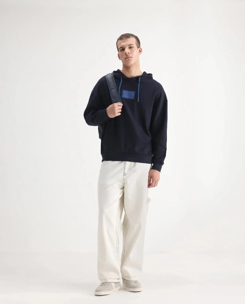 Men's White Casual Solid Baggy Fit Jeans