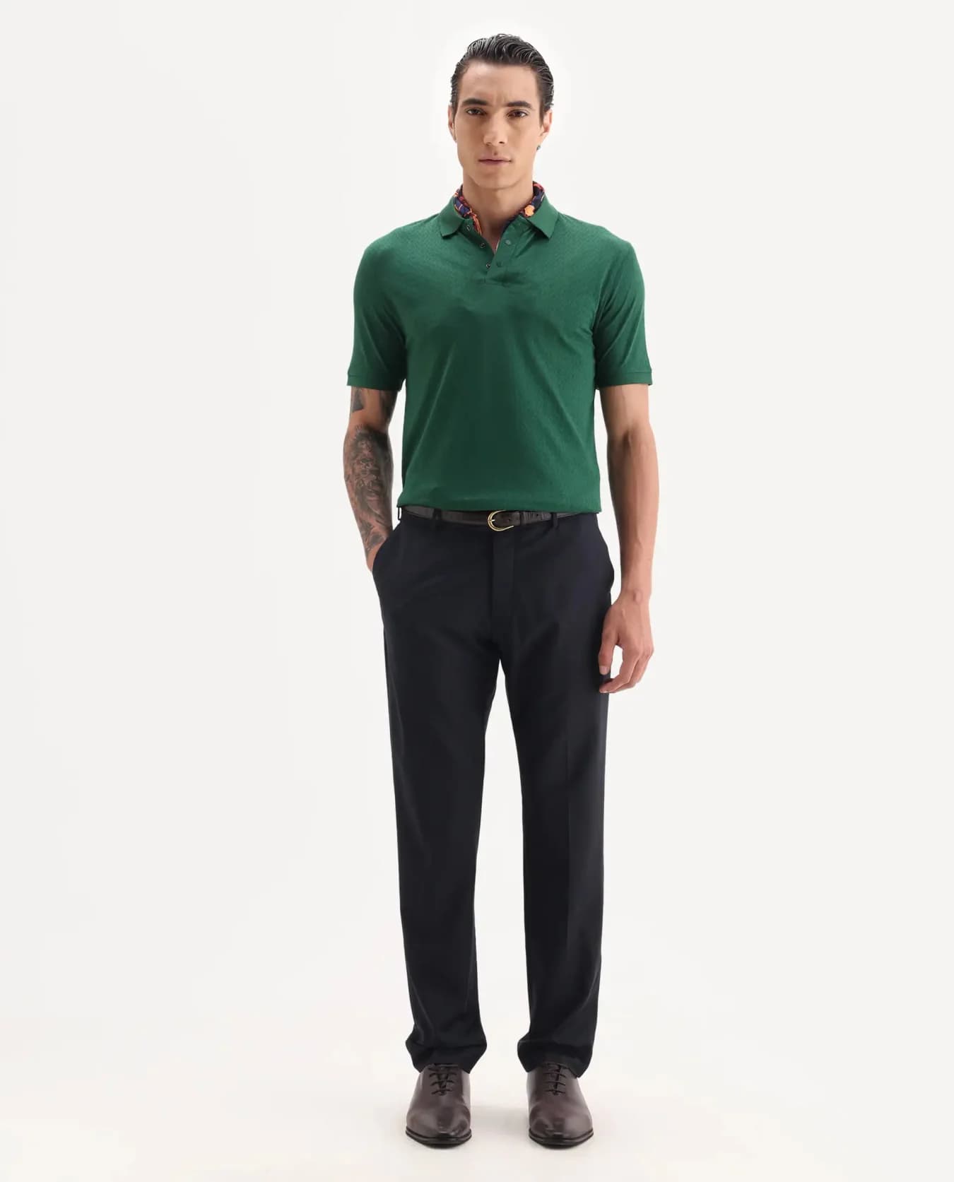 Men's Navy Formal Solid Regular Fit Trouser