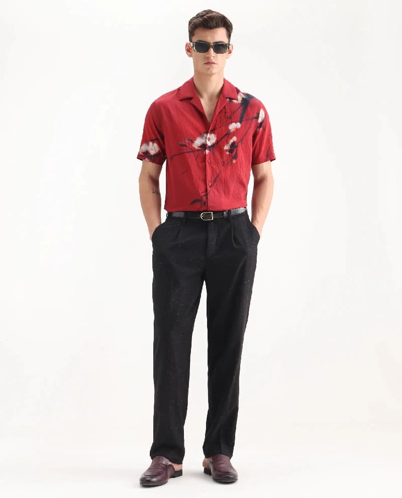 Men's Black Casual Solid Regular Fit Trouser