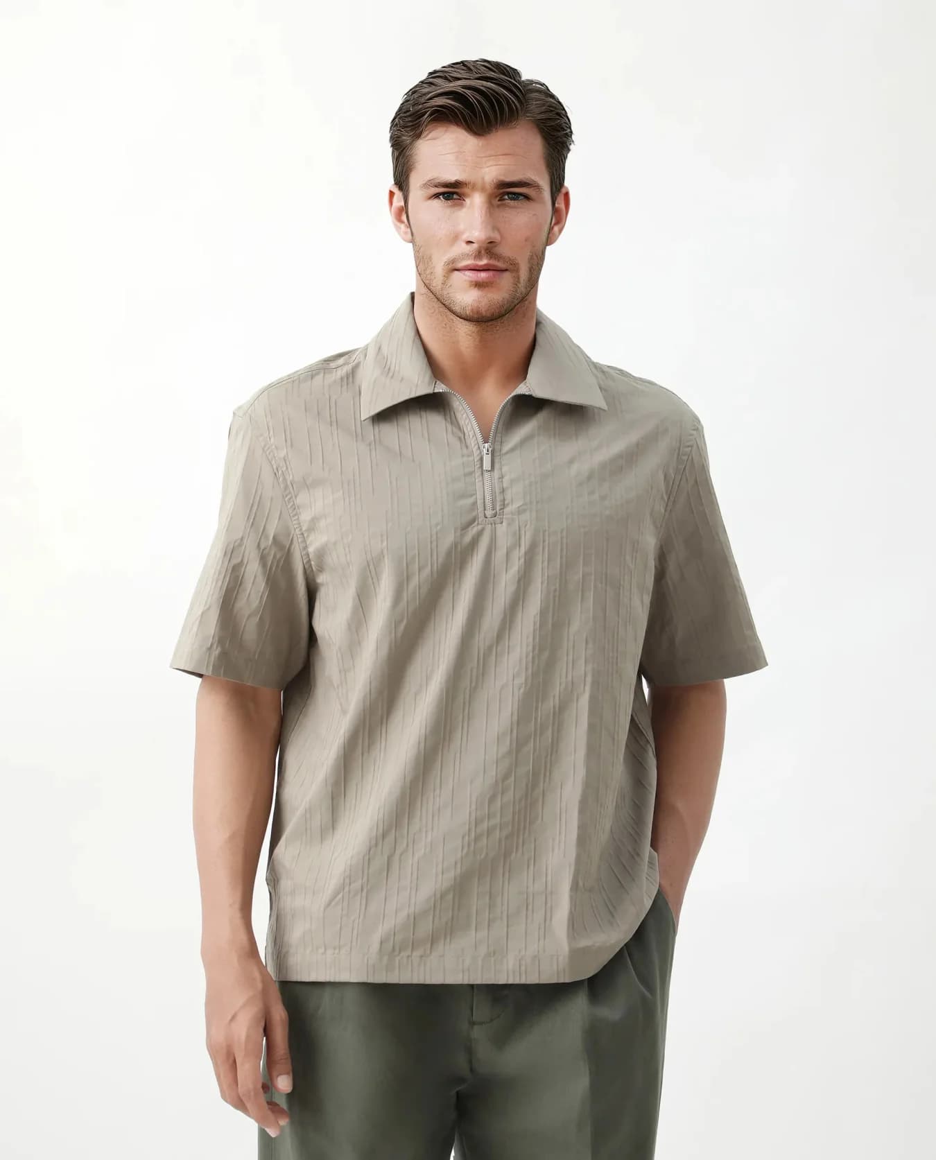 Men's Grey Casual Striped Regular Fit Shirt