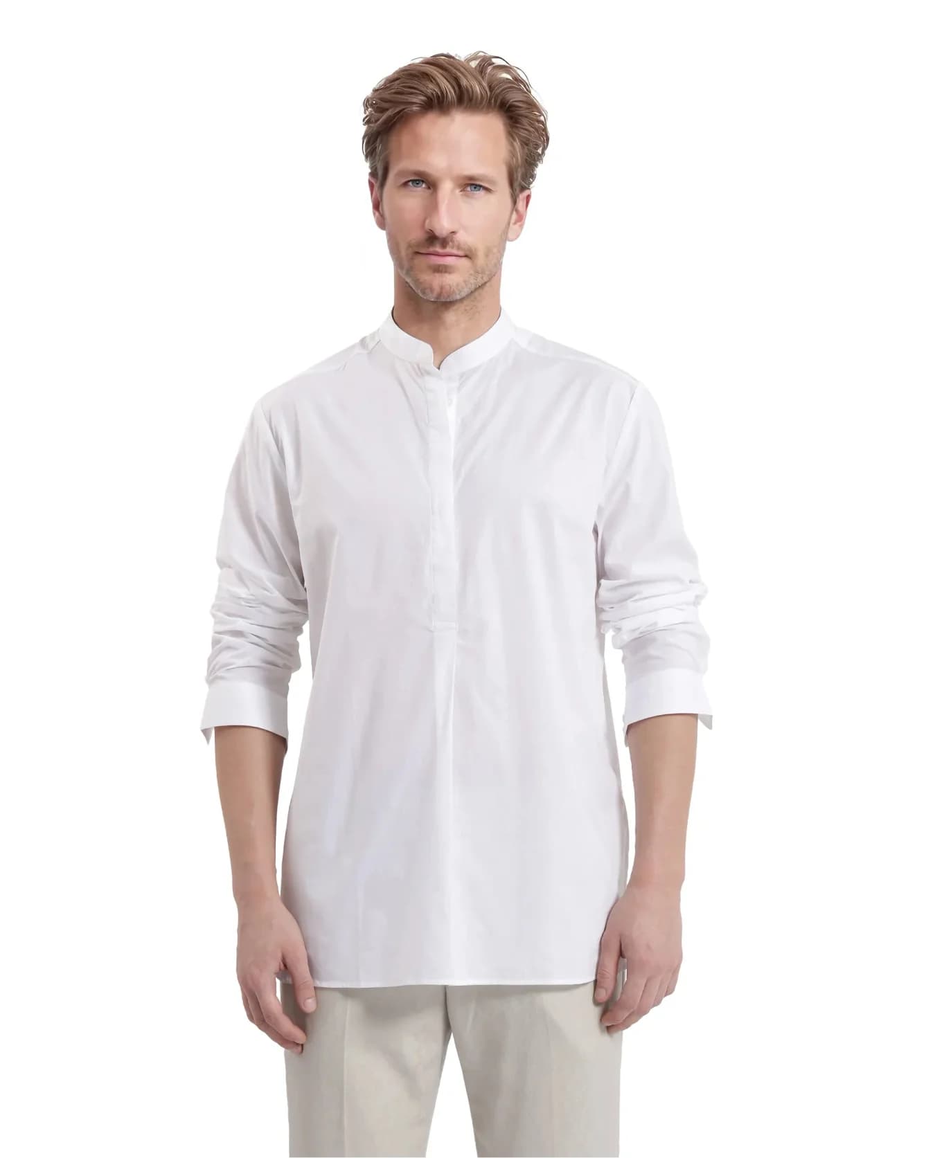 Men's White Party Solid Regular Fit Cotton Shirt