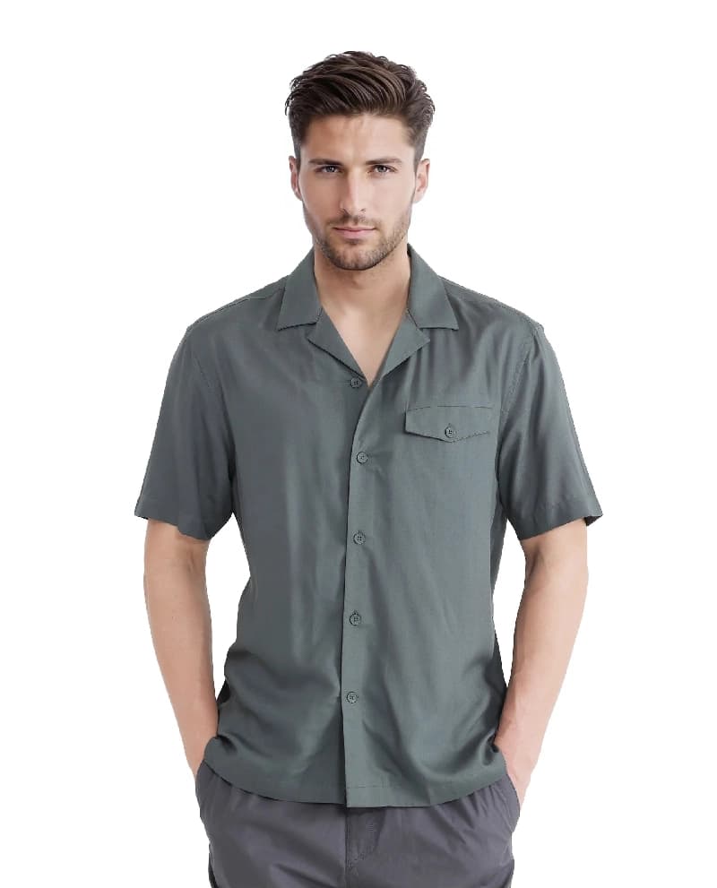 Men's Green Casual Solid Regular Fit Shirt