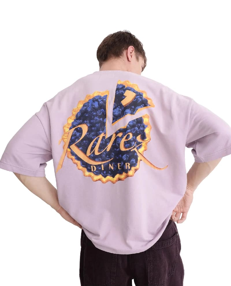 Men's Purple Casual Printed Oversized Fit Tshirt