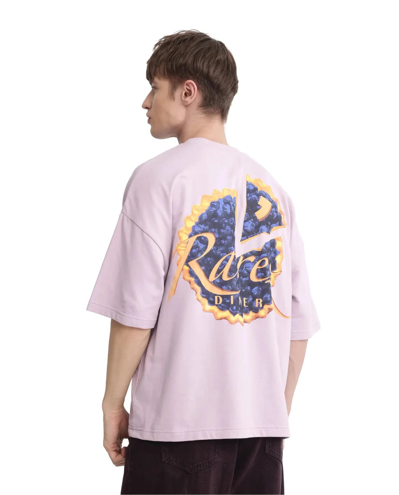 Men's Purple Casual Printed Oversized Fit Tshirt