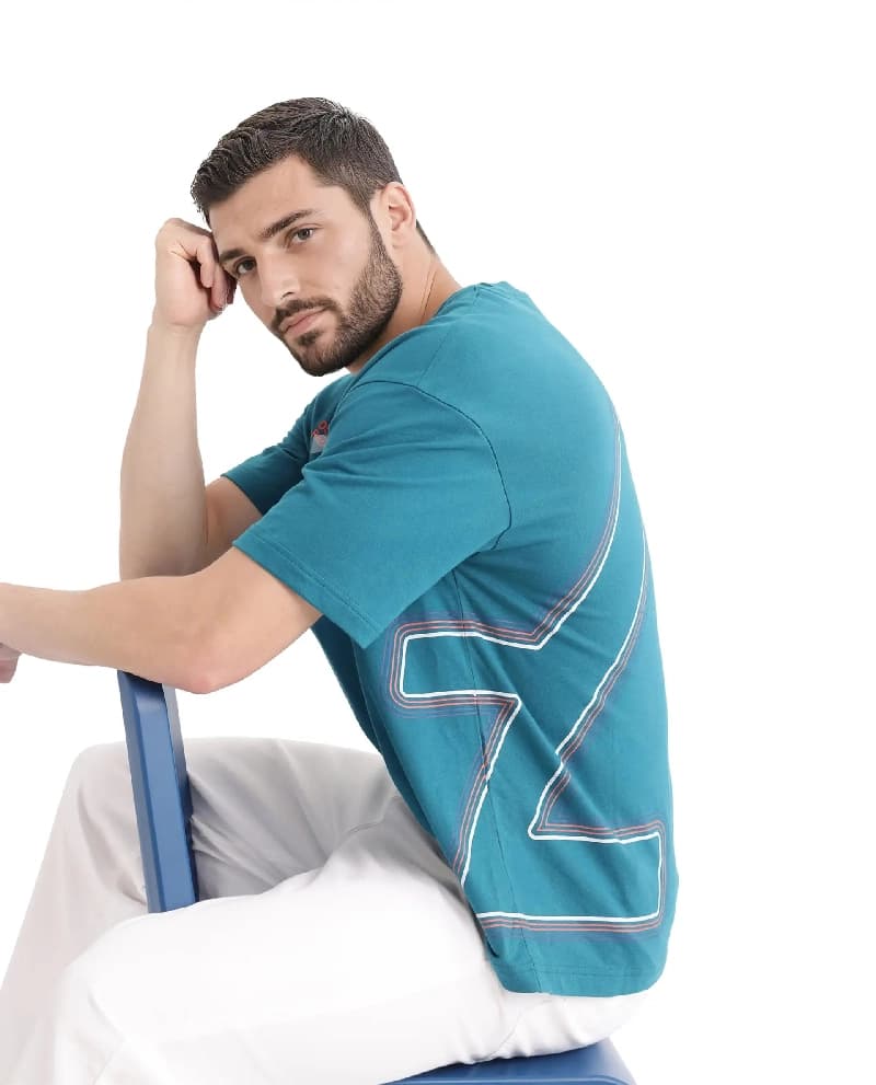 Men's Green Casual Printed Oversized Fit Tshirt