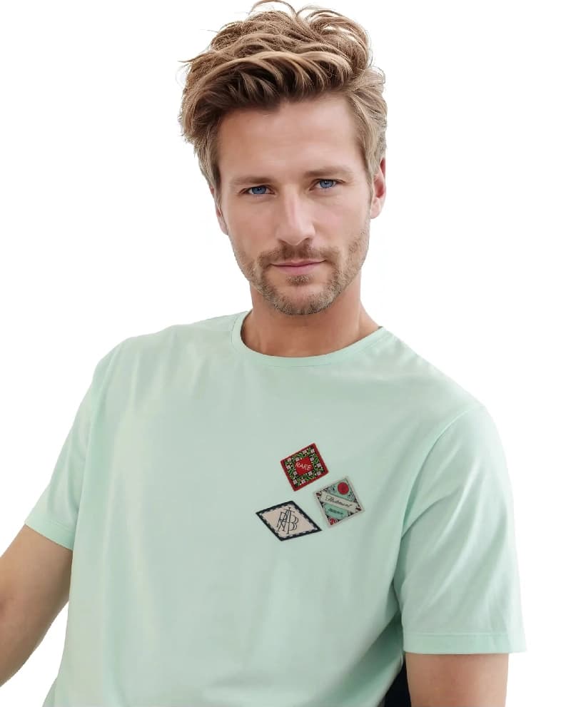 Men's Green Casual Printed Regular Fit Tshirt