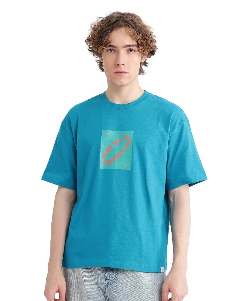 Men's Green Casual Printed Oversized Fit Tshirt