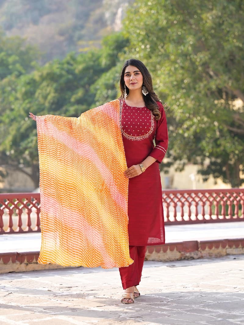 Women's Orange Festive Printed Dupatta