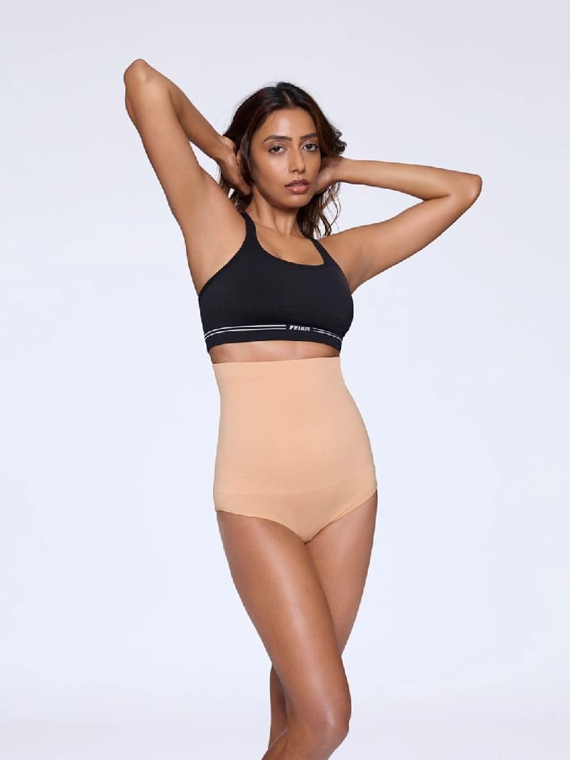Women's Beige Solid Shapewear