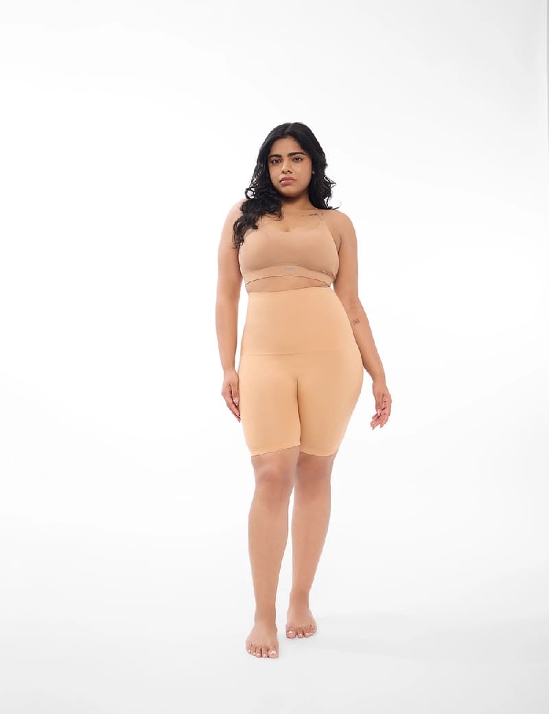 Women's Beige Solid Shapewear