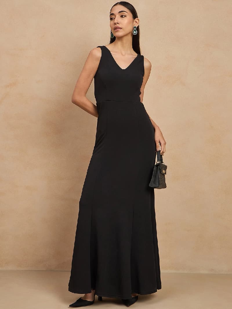 Women's Black Casual Solid Dress