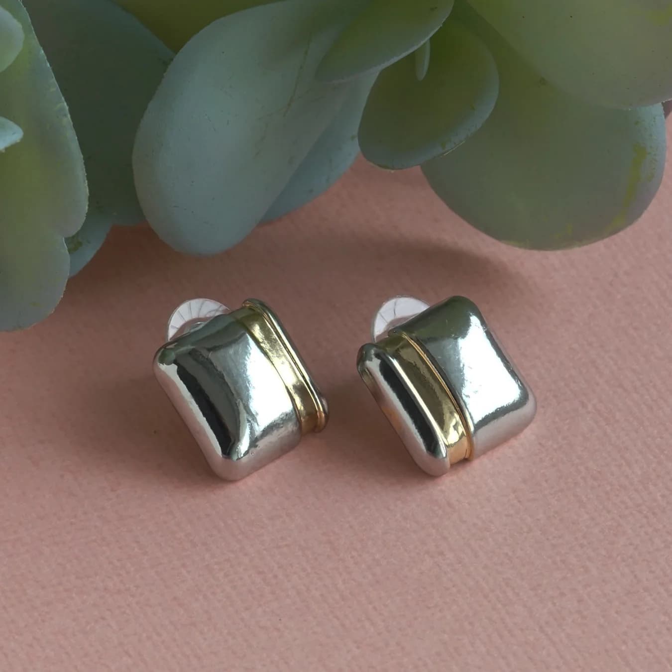 Women's 2 Tone Elegant Stud Earring