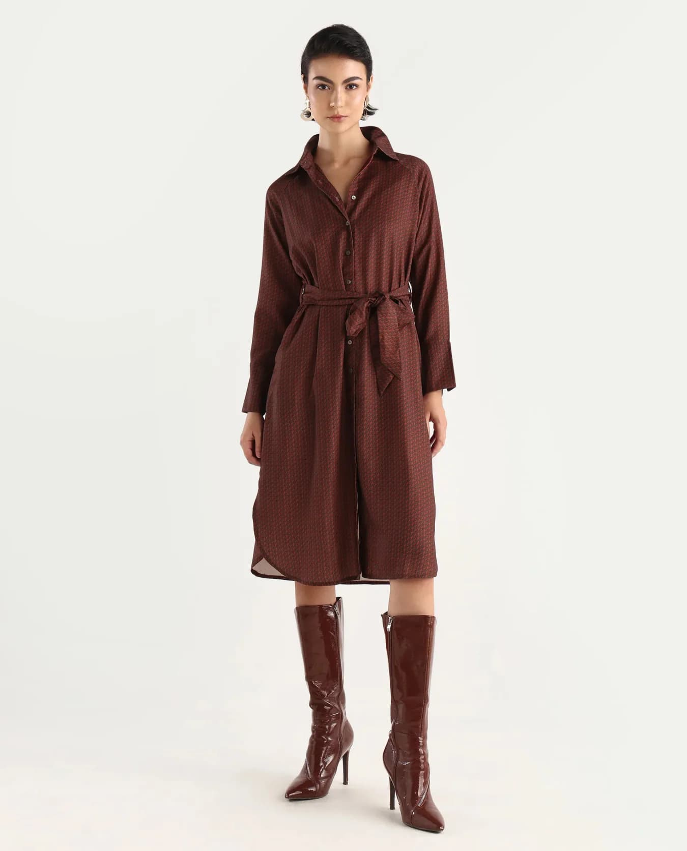 Women's Brown Formal Solid Regular Fit Dress