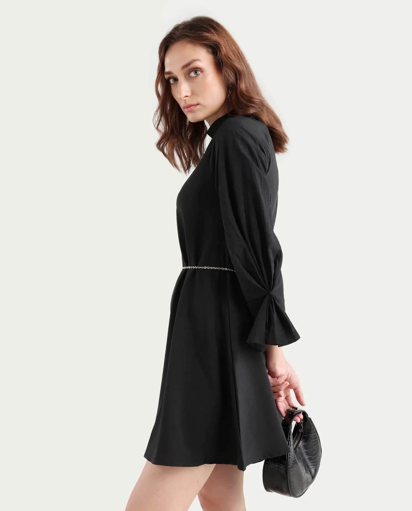 Women's Black Casual Solid Regular Fit Dress
