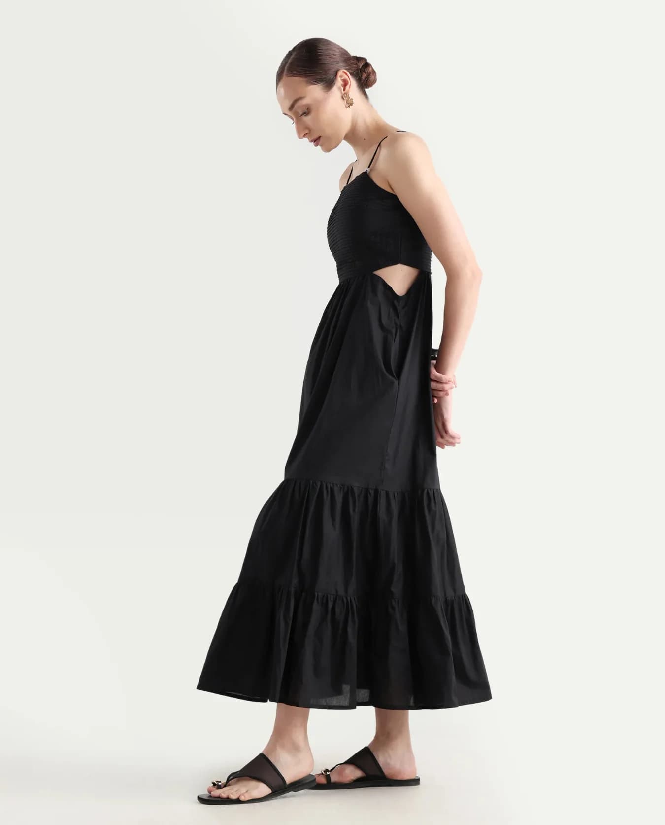 Women's Black Party Solid Regular Fit Dress