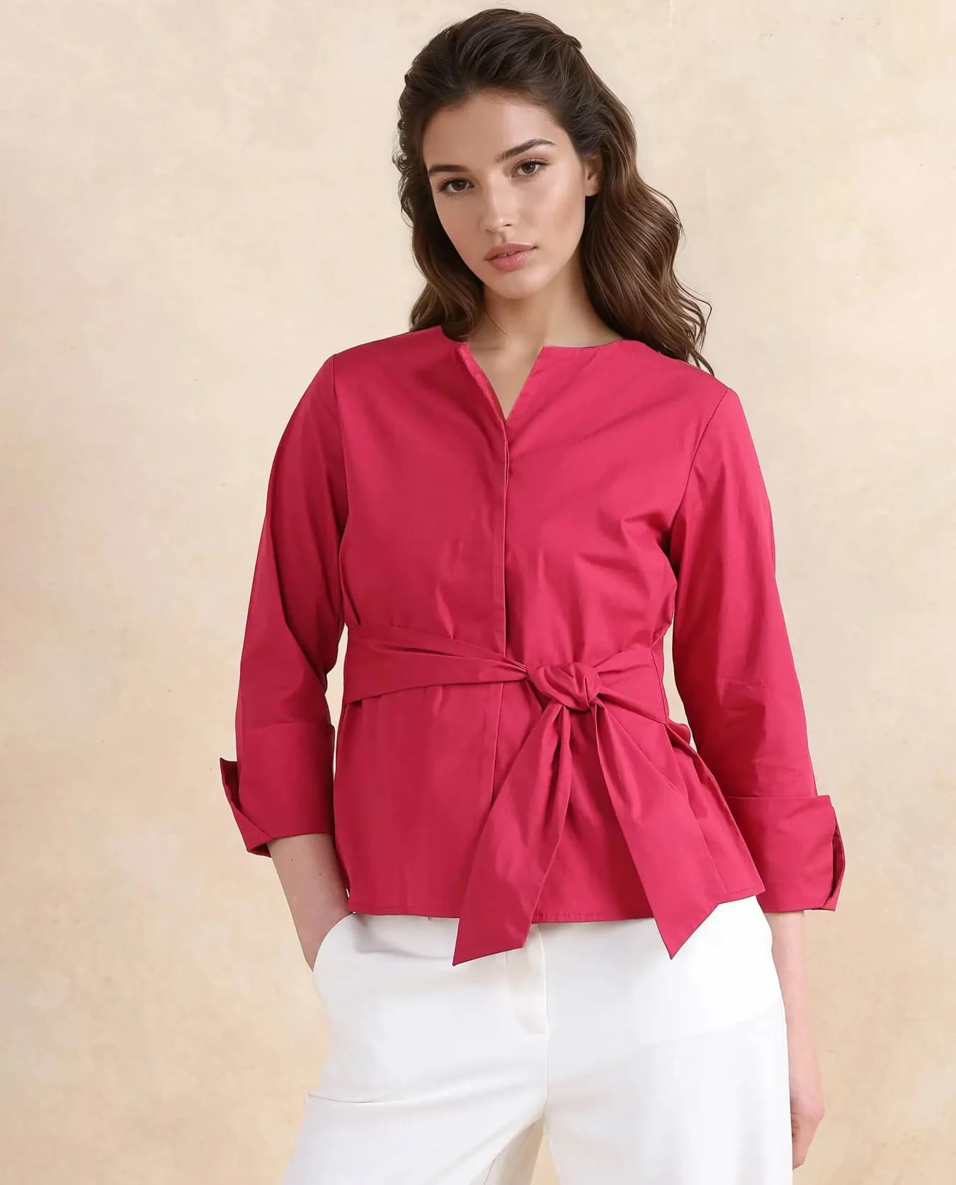 Women's Pink Casual Solid Regular Fit Top