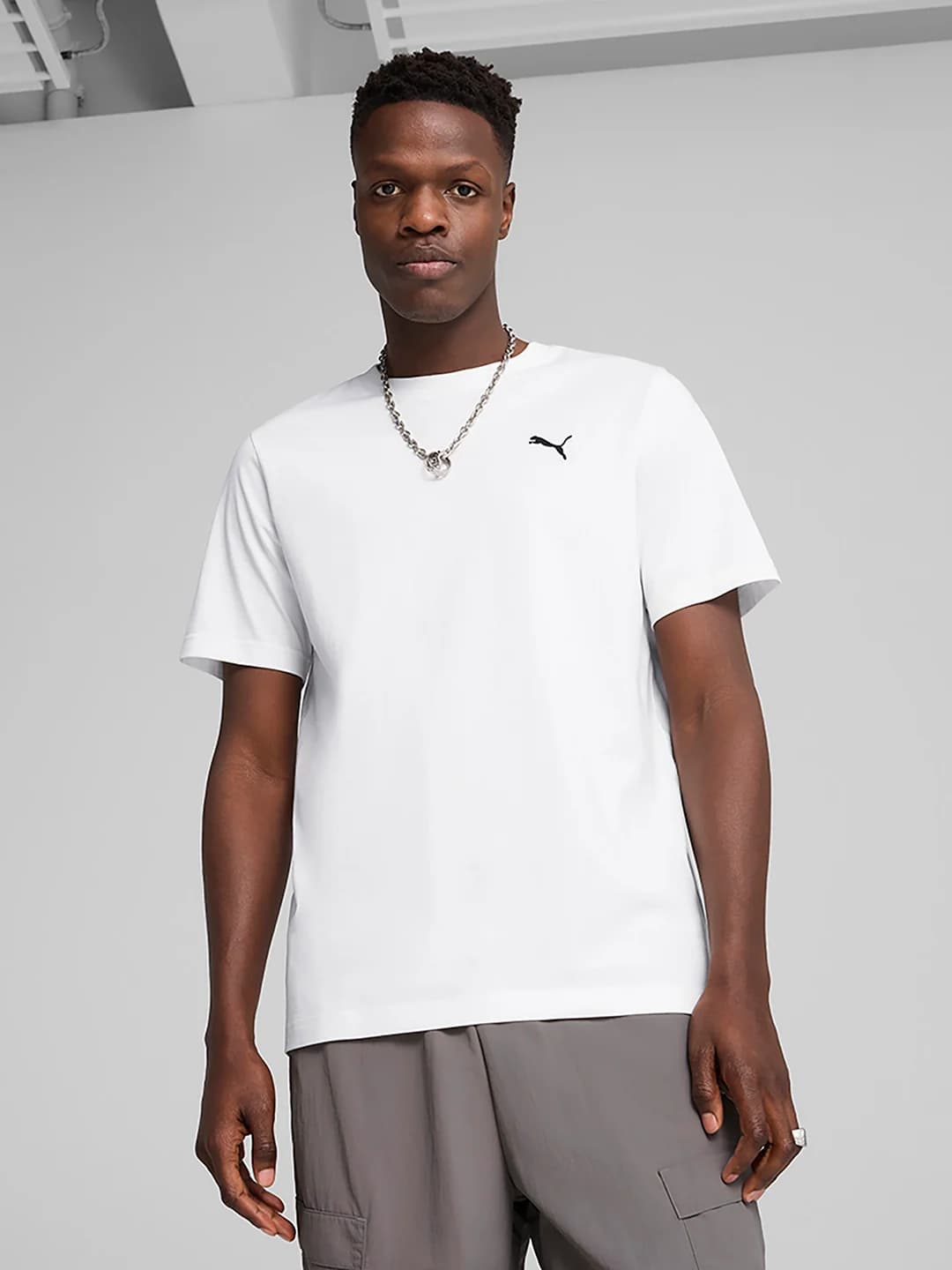 Men's White Casual Printed Regular Fit Tshirt